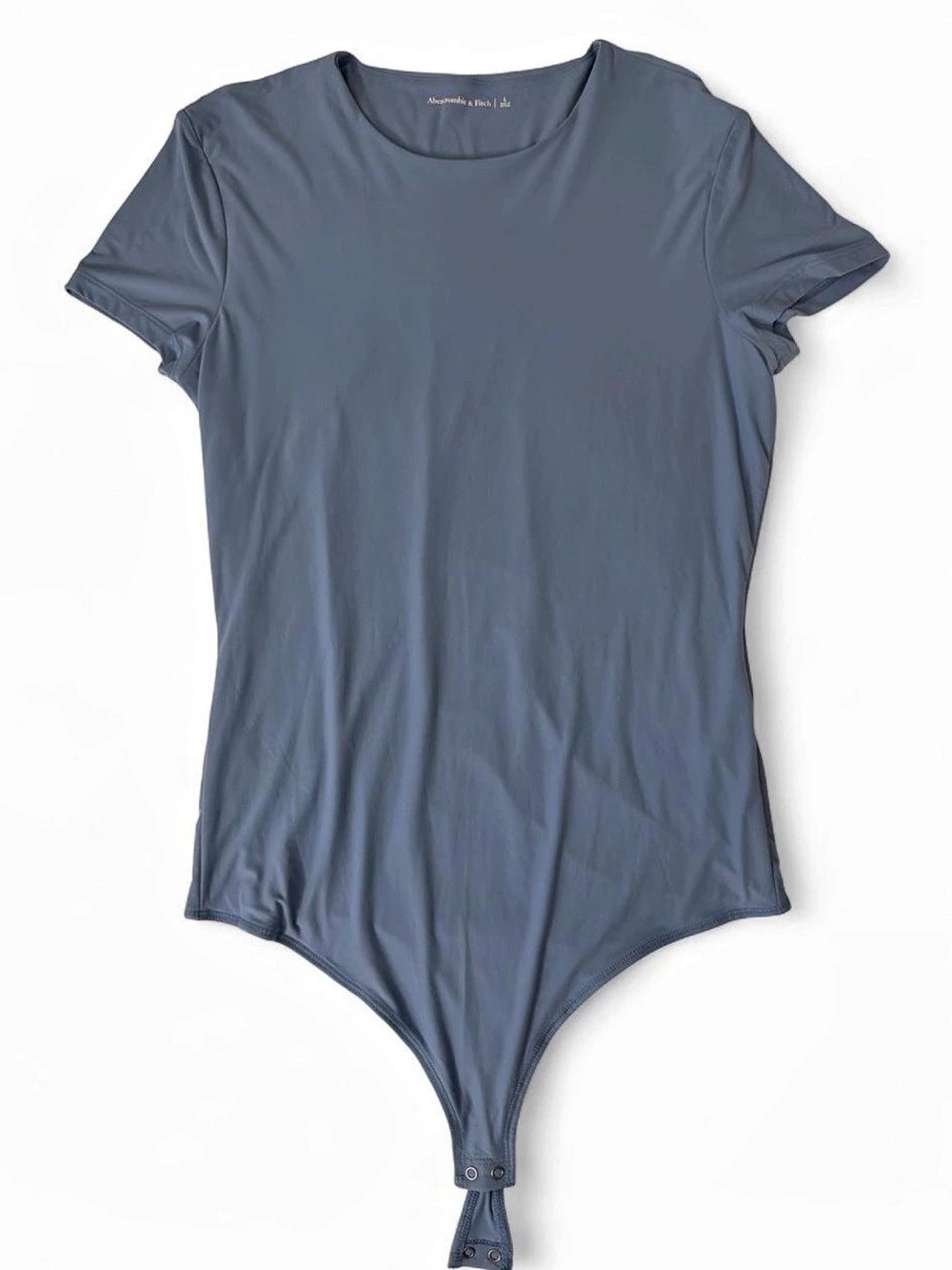 Abercrombie & Fitch Short-Sleeve Cotton-Blend Seamless Fabric Crew Bodysuit Blue